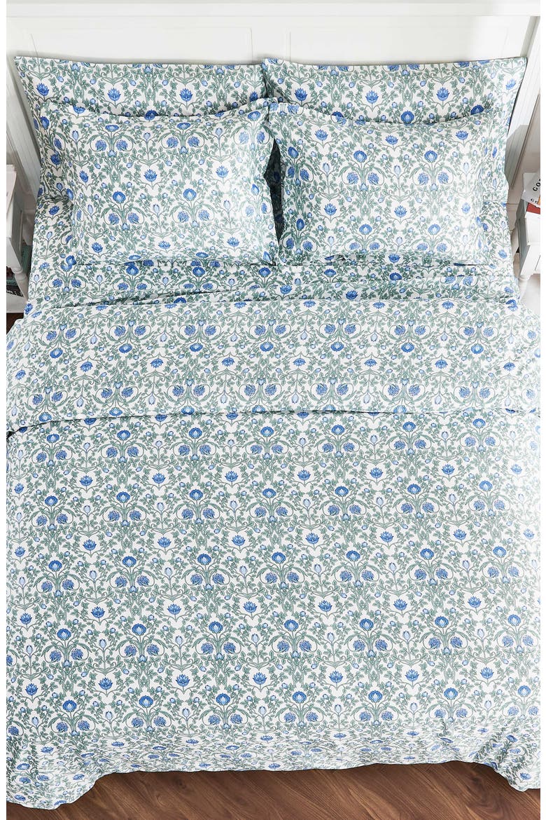 Floral Cotton Duvet & Sham Set, Alternate, color, BLUE