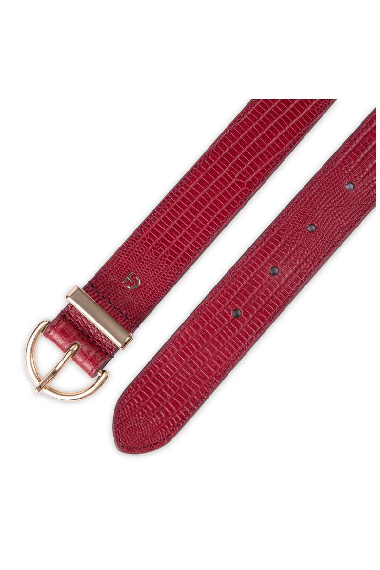 Lizard Embossed Leather Belt, Alternate, color, BURGUNDY