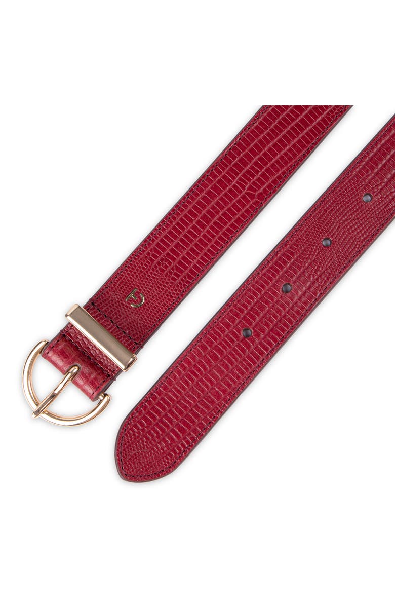 Cole Haan Lizard Embossed Leather Belt, Alternate, color, Burgundy