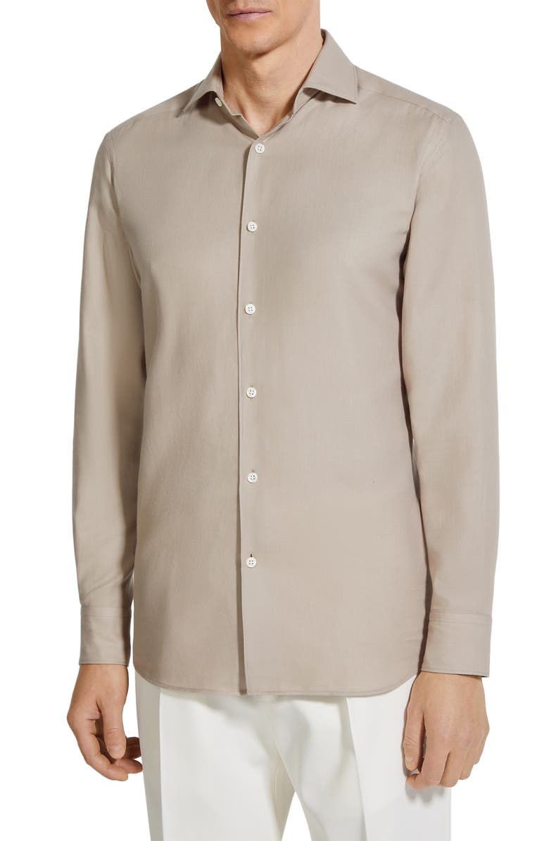 ZEGNA Cashco Cotton & Cashmere Button-Up Shirt, Main, color, Piedicavallo