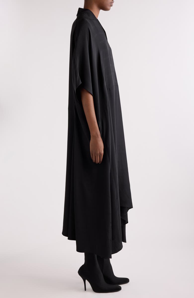 Balenciaga Jacquard Logo Oversize Silk Dress, Alternate, color, 1000 Black