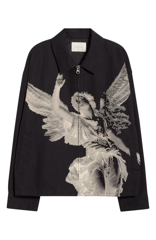 Pacsun Process Long Sleeve Zip Front Cotton Denim Shirt In Black