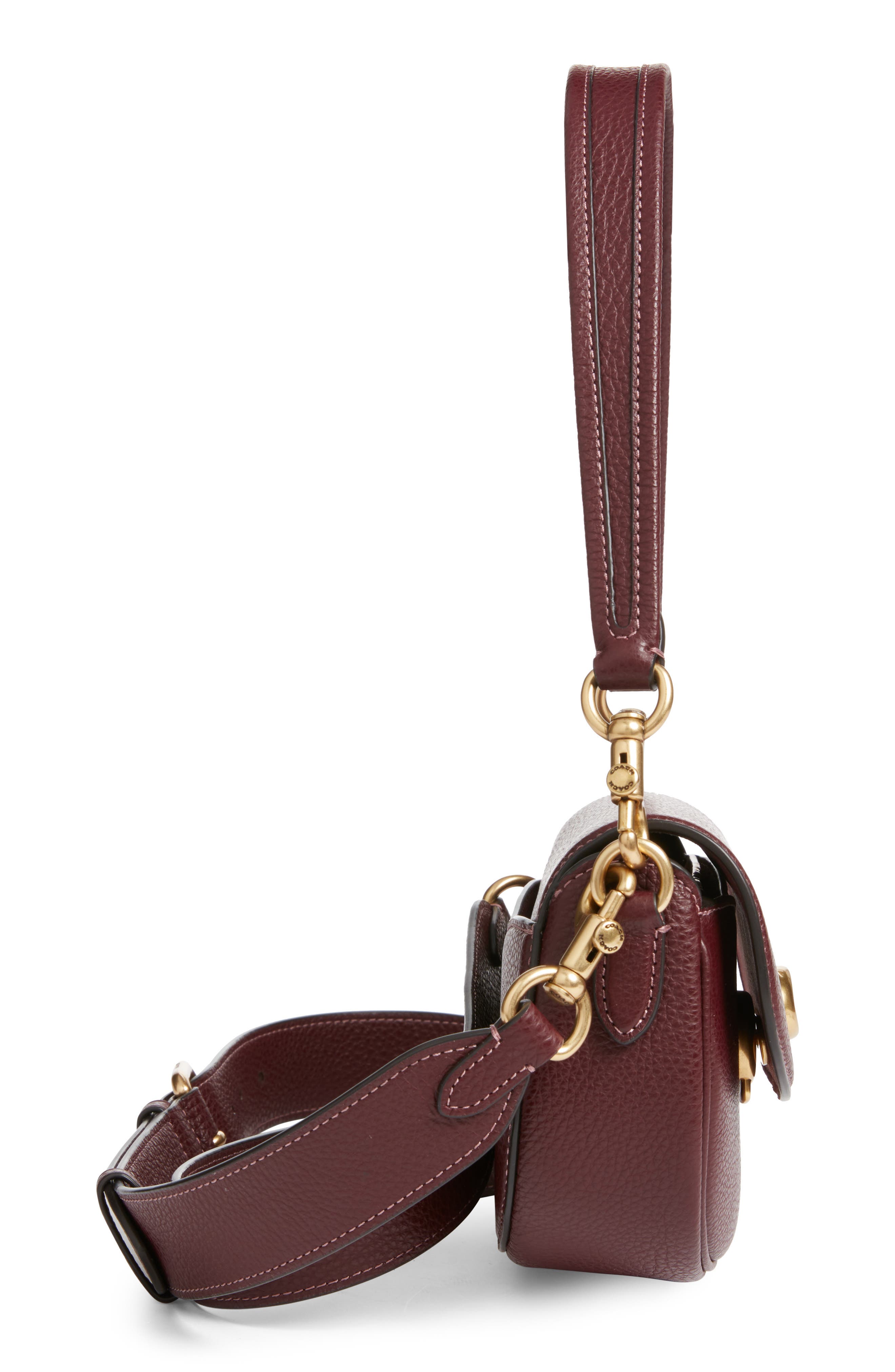 COACH Pebbled Crossbody Bag, Alternate, color, Merlot