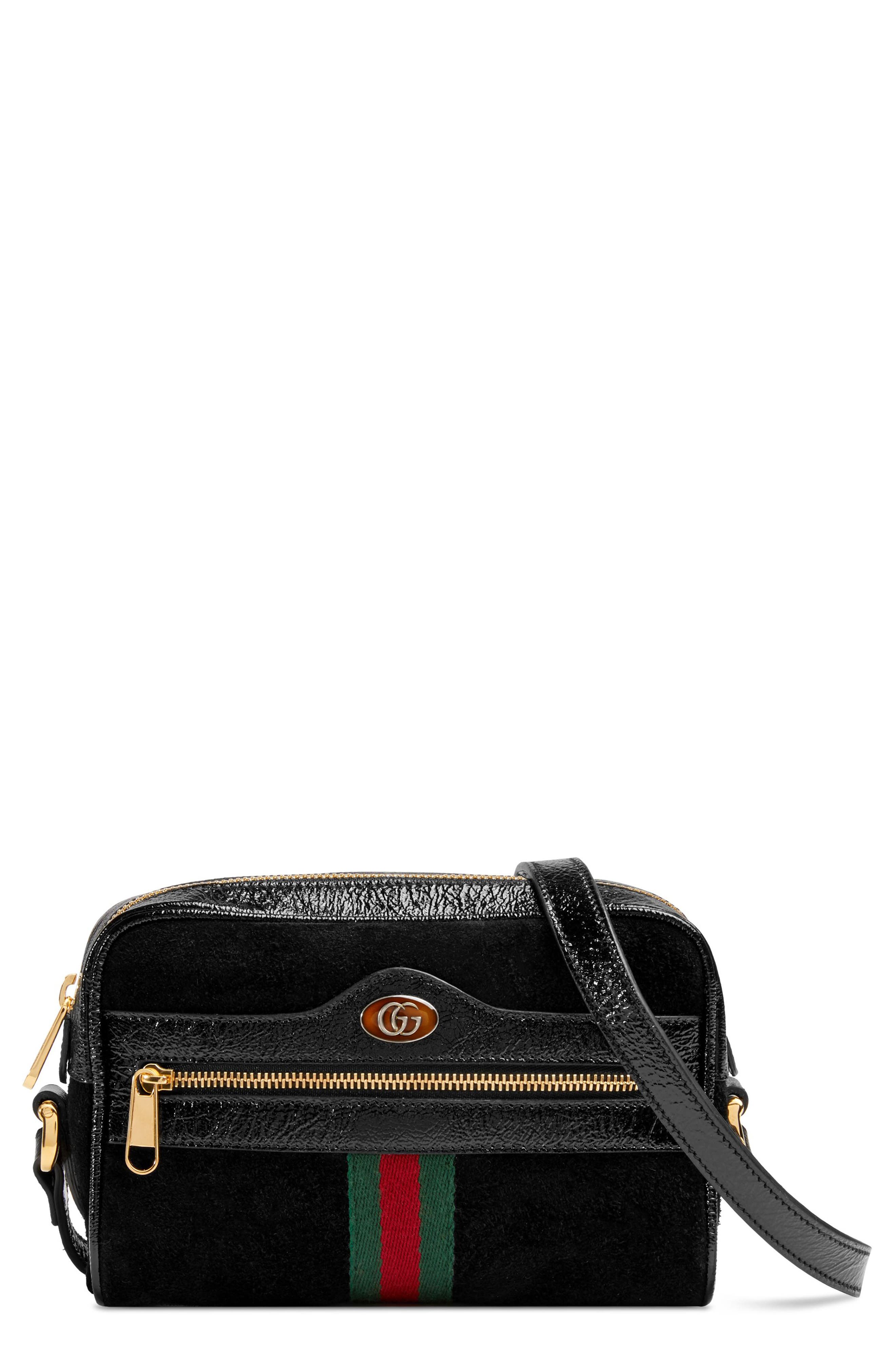 Gucci Ophidia Small Suede & Leather Crossbody Bag, Main, color, 
