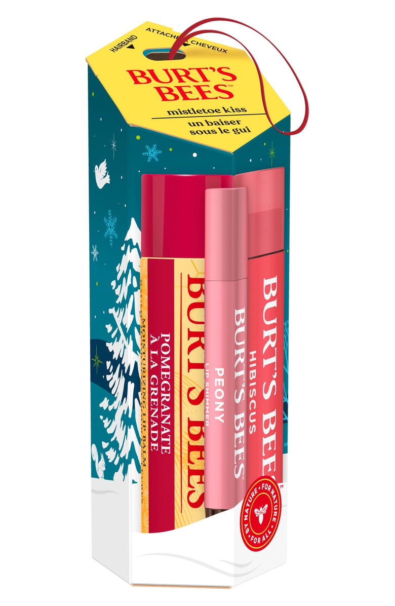 Burt's Bees Mistletoe Kiss Lip Balm & Lip Shimmer Gift Set, Alternate, color, Pink