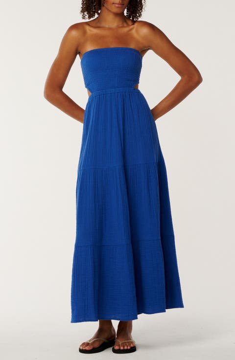 Premium Surf Strapless Cutout Maxi Dress