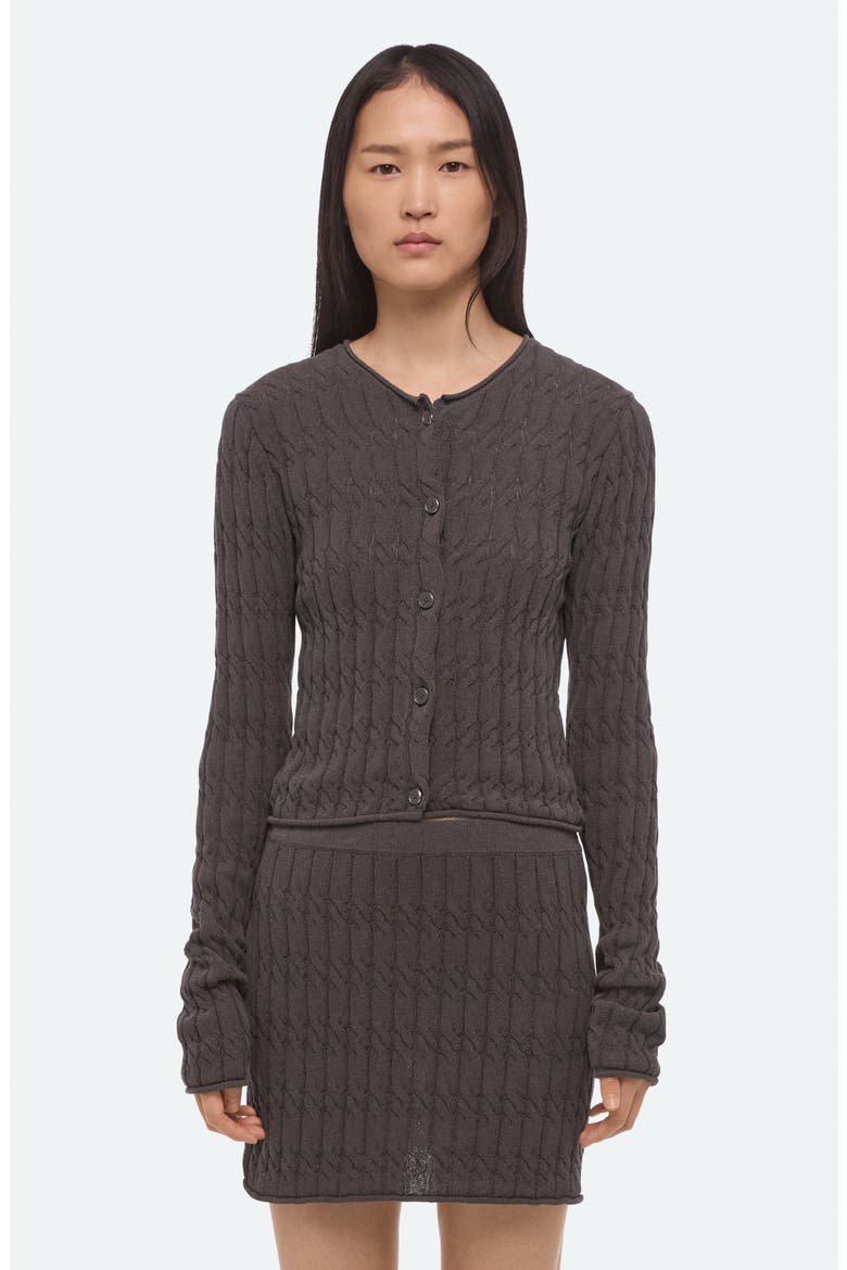 Cable Stitch Crop Cardigan, Alternate, color, GRAVEL