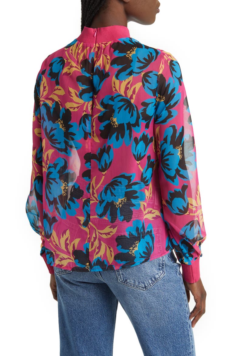 Eloise Floral Print Crinkled Blouse, Alternate, color, FUSCHIA BLUE JEWEL