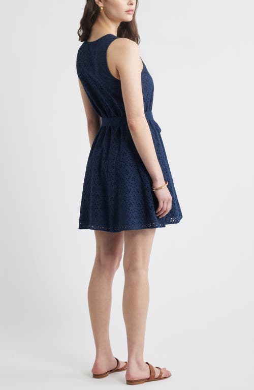 Caslonr Caslon(r) Sleeveless Cotton Eyelet Belted Dress