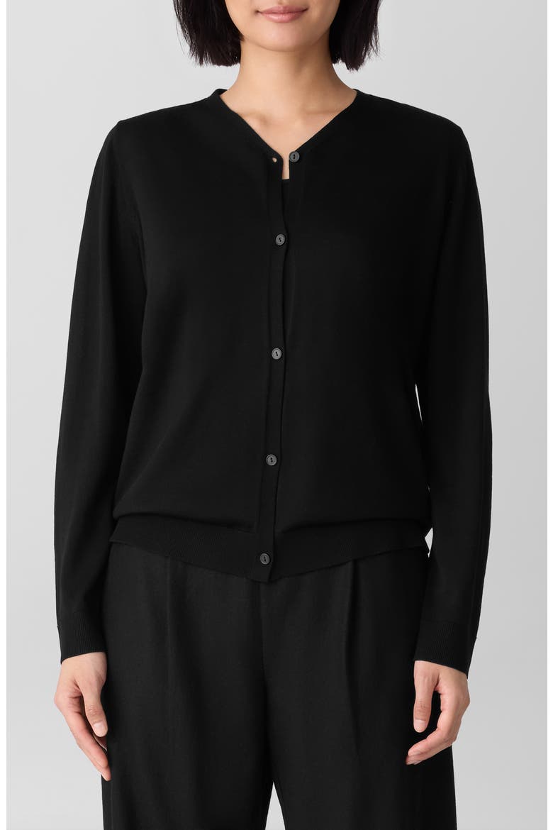 V-Neck Wool Cardigan, Main, color, BLACK
