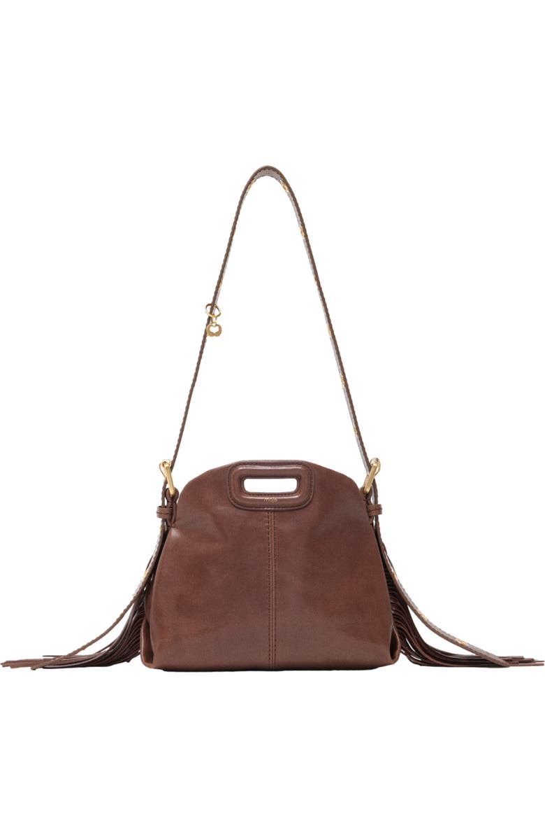 maje Miss M mini bag in vintage leather, Main, color, Brown