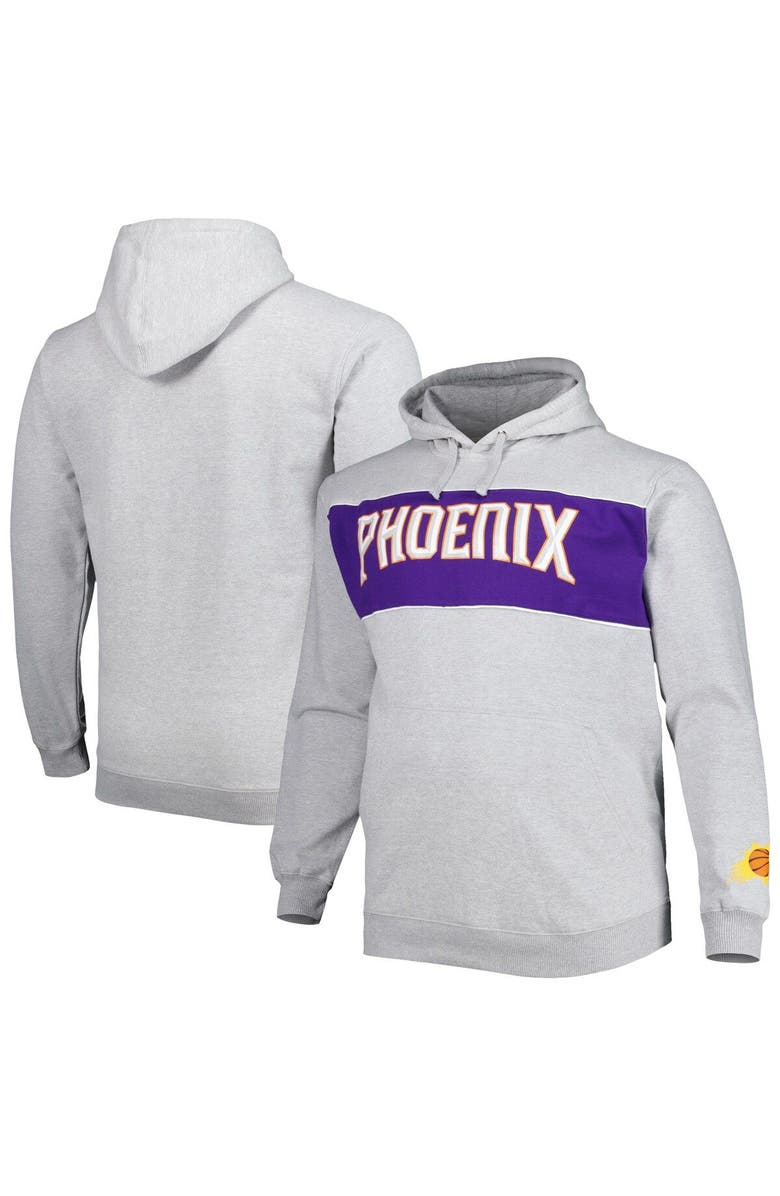 FANATICS Men's Fanatics Branded Heather Gray Phoenix Suns Big & Tall Wordmark Pullover Hoodie, Main, color, Heather Gray