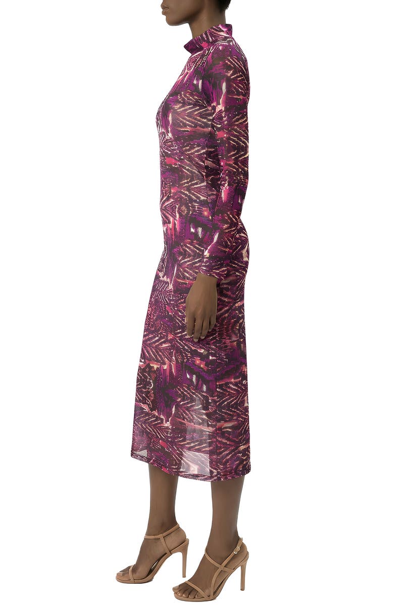 AREA STARS Phi Midi Mock Neck Jersey Dress, Alternate, color, Rose Print