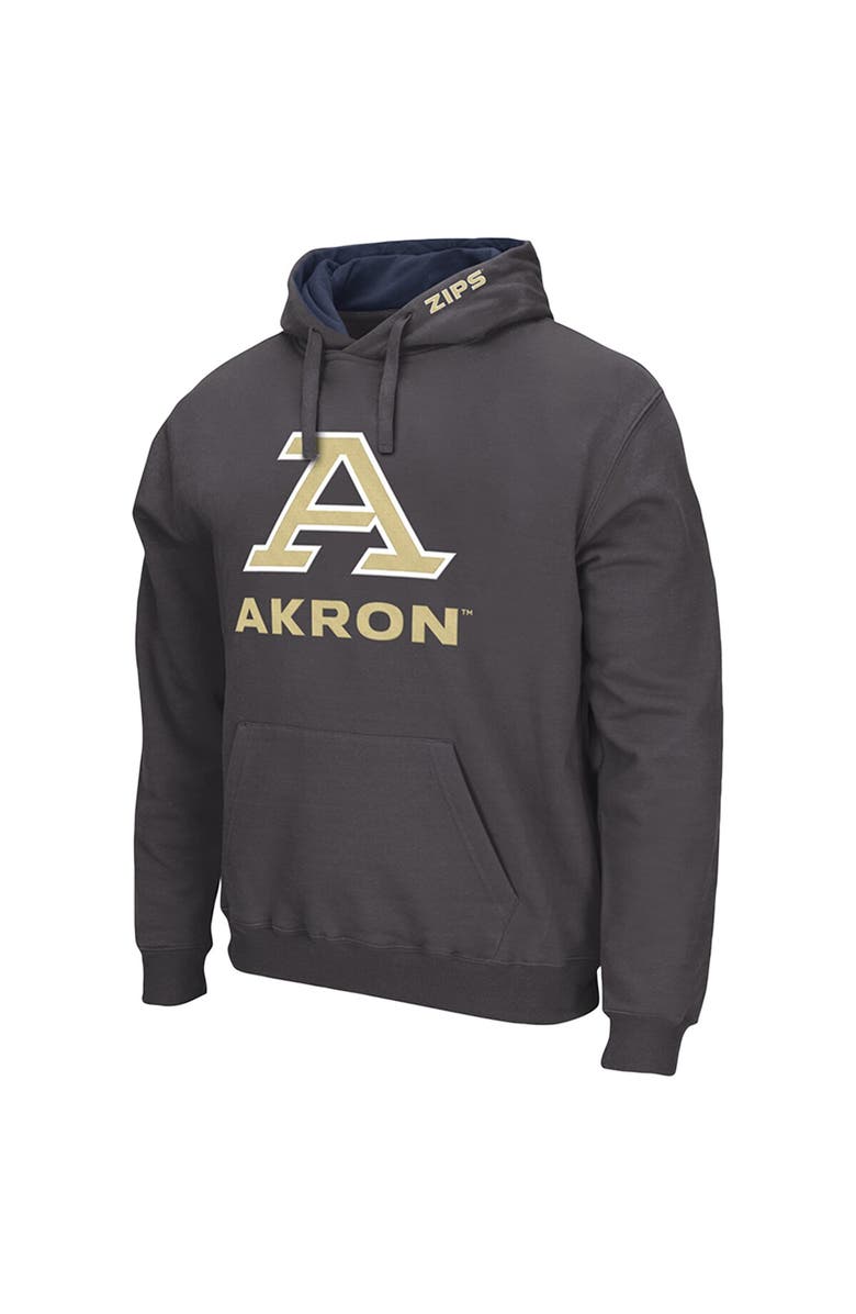 COLOSSEUM Men's Colosseum Charcoal Akron Zips Arch & Logo 3.0 Pullover Hoodie, Alternate, color, Charcoal