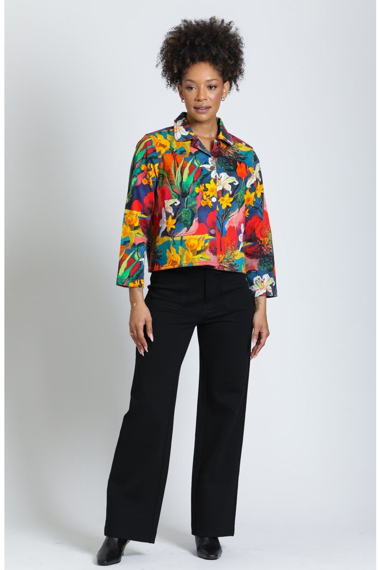Printed Denim Jacket, Alternate, color, TECHNICOLOR HARVEST