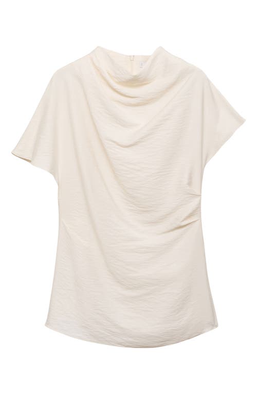 Mango Textured Drape Neck Top In Ecru