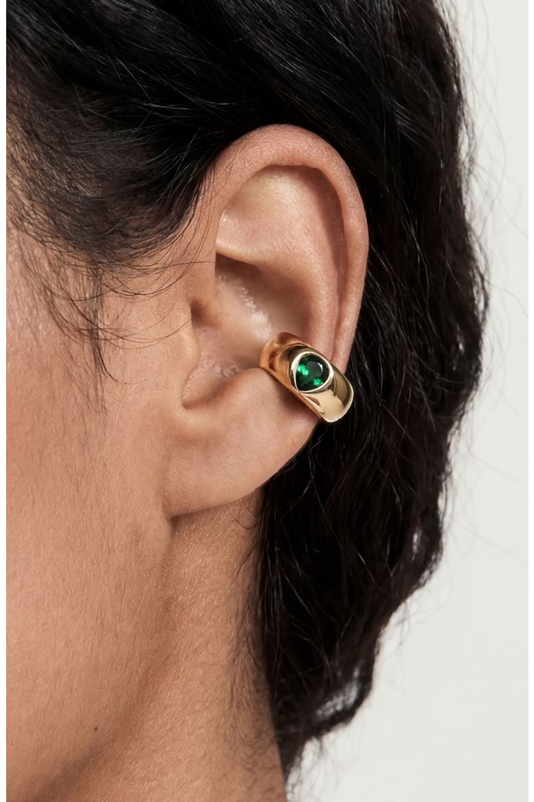 Hammered Ear Cuff, Alternate, color, GREEN