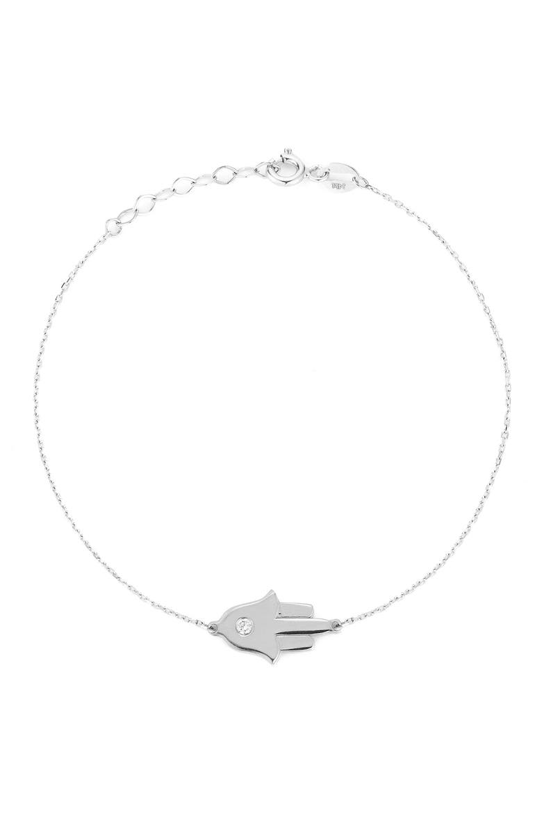 Diamond Hamsa Charm Chain Bracelet, Main, color, WHITE GOLD