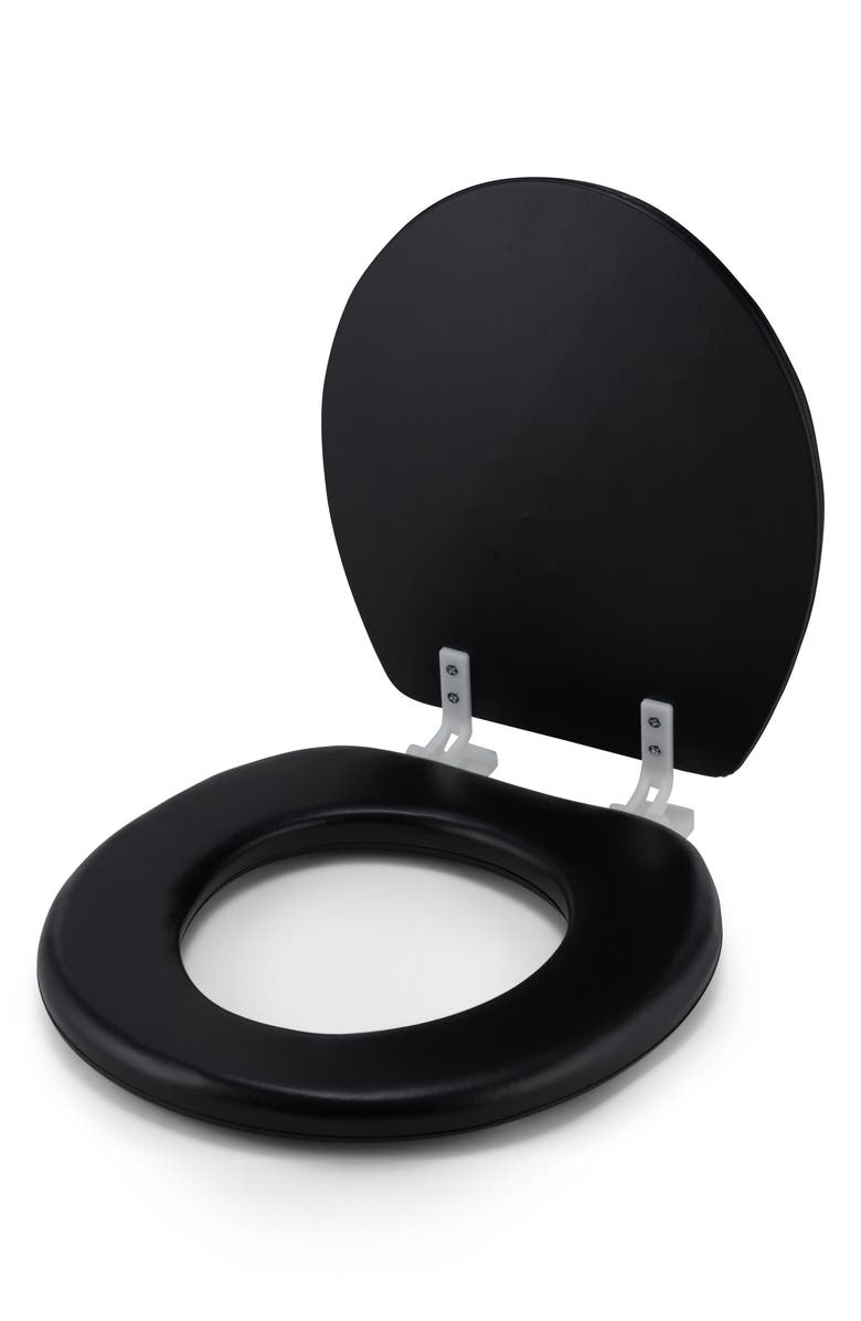 J AND V TEXTILES Embroidered Padded Soft Round Toilet Seat, Alternate, color, Black