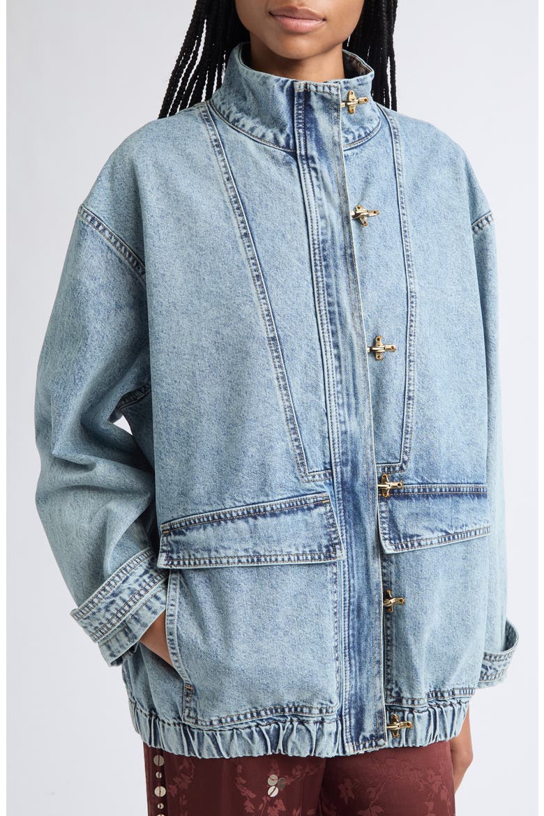 Polca Oversize Cotton Denim Jacket, Alternate, color, BLUE