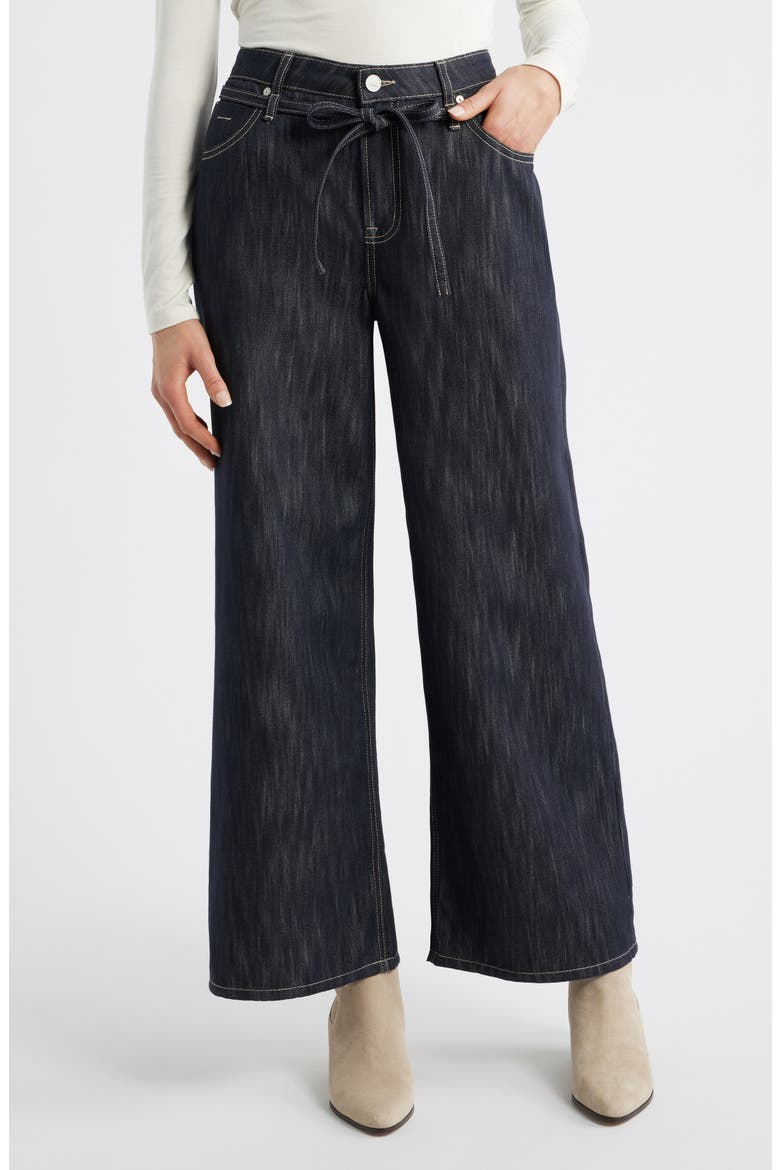 Tie Waist Super Wide Leg Jeans, Main, color, INDIGO