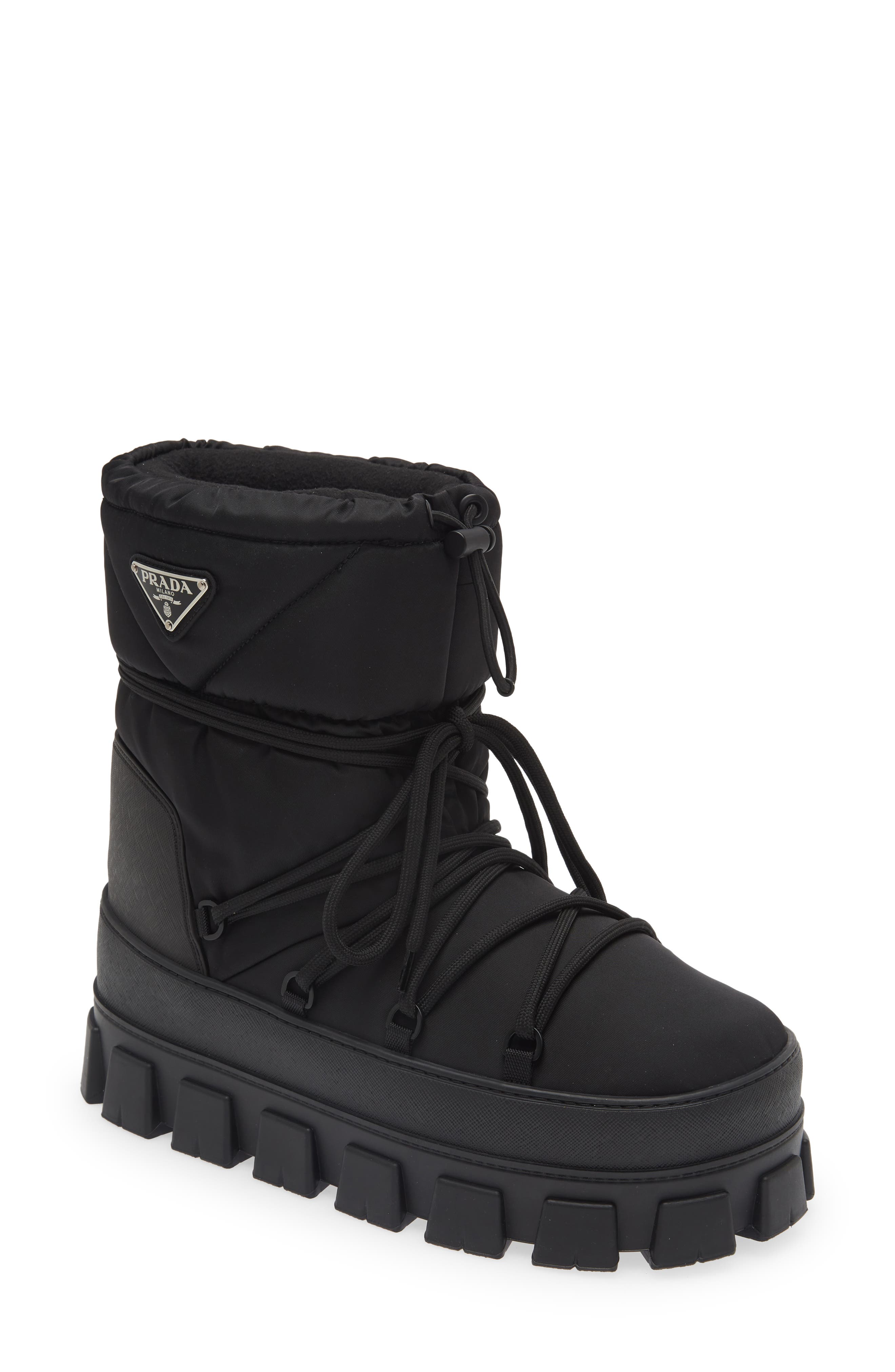Prada Recycled Nylon Snow Boot, Main, color, 