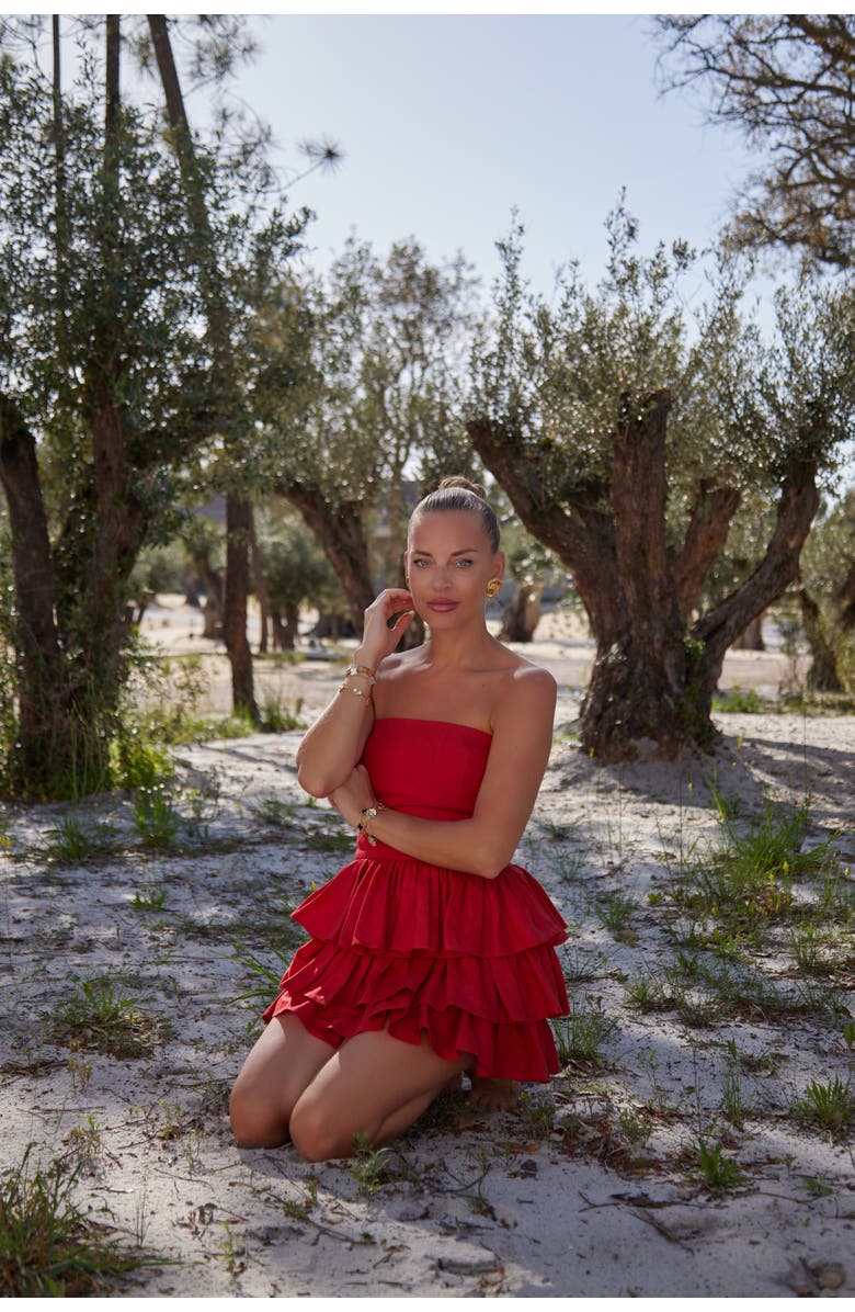 Labeca London Mila Linen Strapless Mini Dress, Alternate, color, 