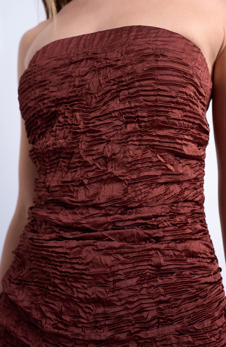 Topshop Strapless Minidress, Alternate, color, Brown