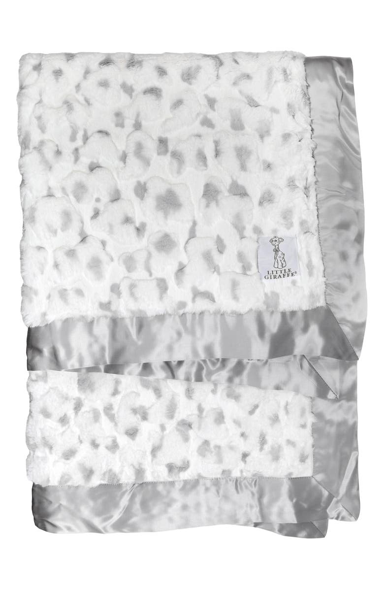 Little Giraffe Luxe Kendi Baby Blanket, Main, color, Silver