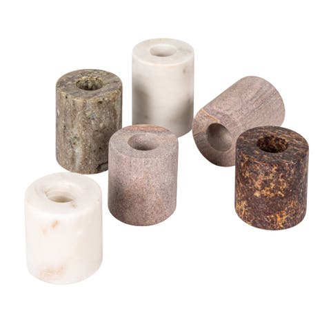 Decorative Marble Taper Candle Holders, Multicolor, Set of 6