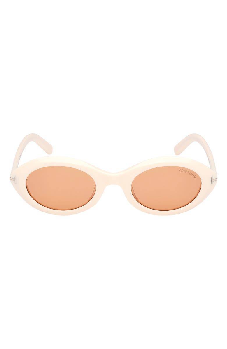 TOM FORD 51mm Oval Sunglasses, Main, color, Ivory / Brown