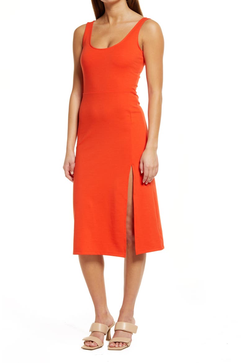 Scoop Neck Midi Dress, Main, color, RED GRENADINE