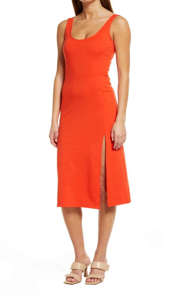 Open Edit Scoop Neck Midi Dress, Main, color, Red Grenadine