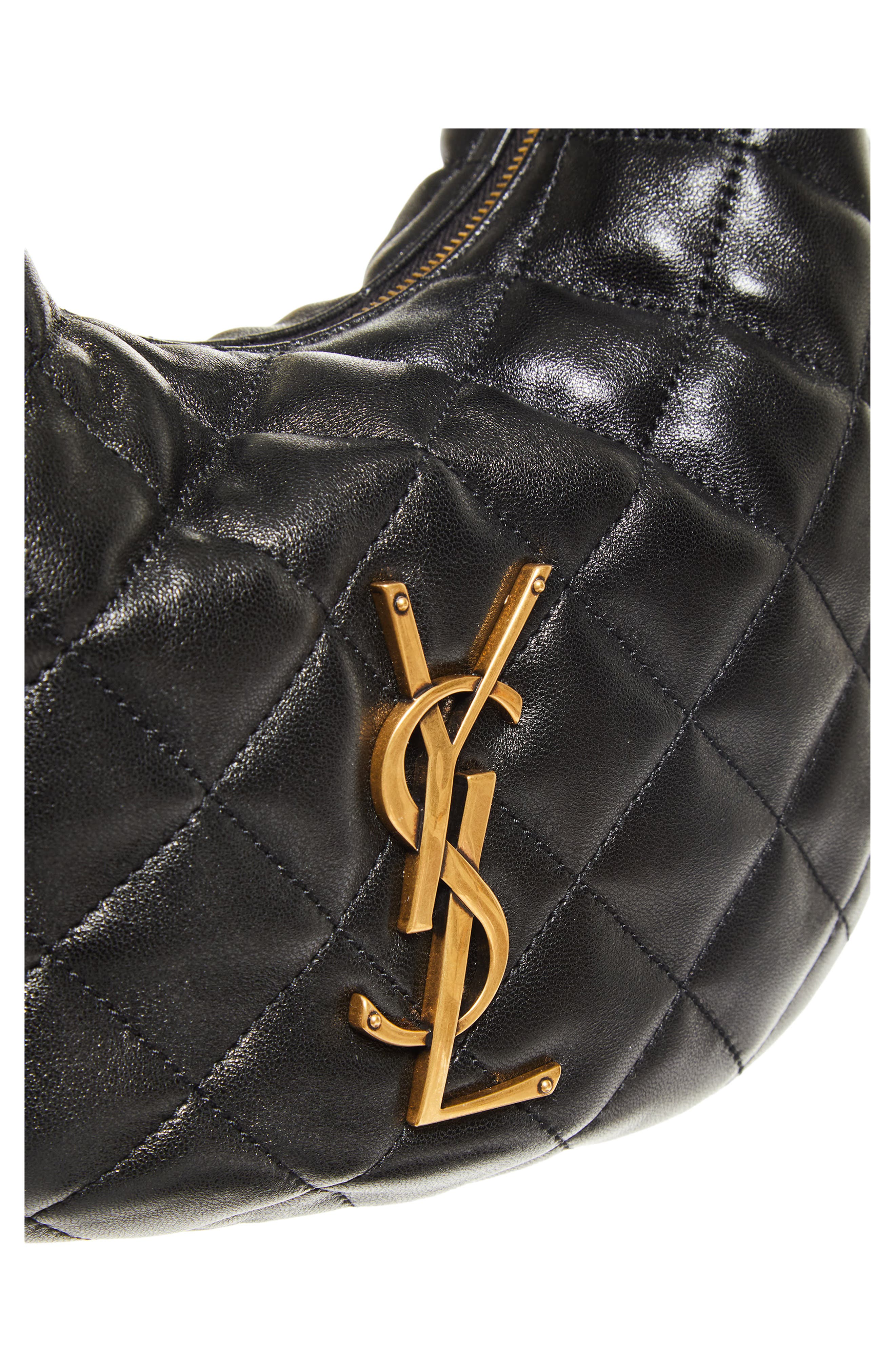 Saint Laurent Baby Icare Quilted Leather Hobo Bag, Alternate, color, Black