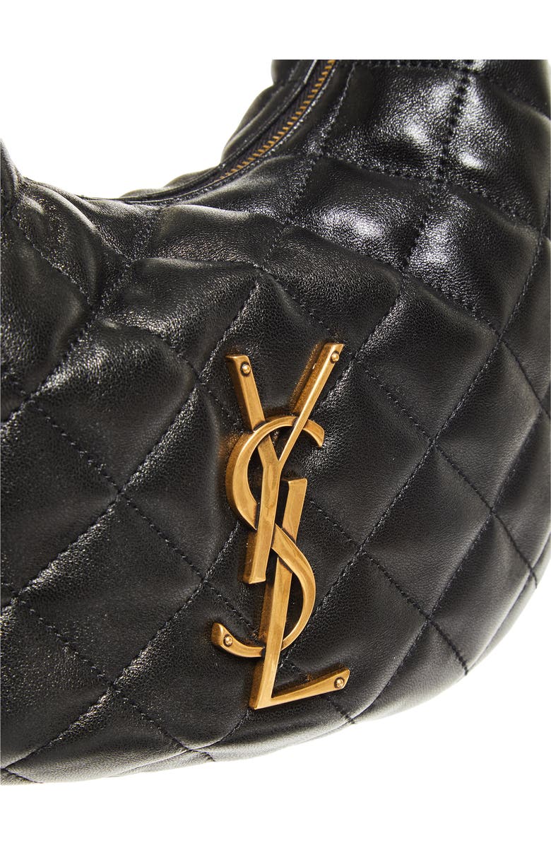 Saint Laurent Baby Icare Quilted Leather Hobo Bag, Alternate, color, Black