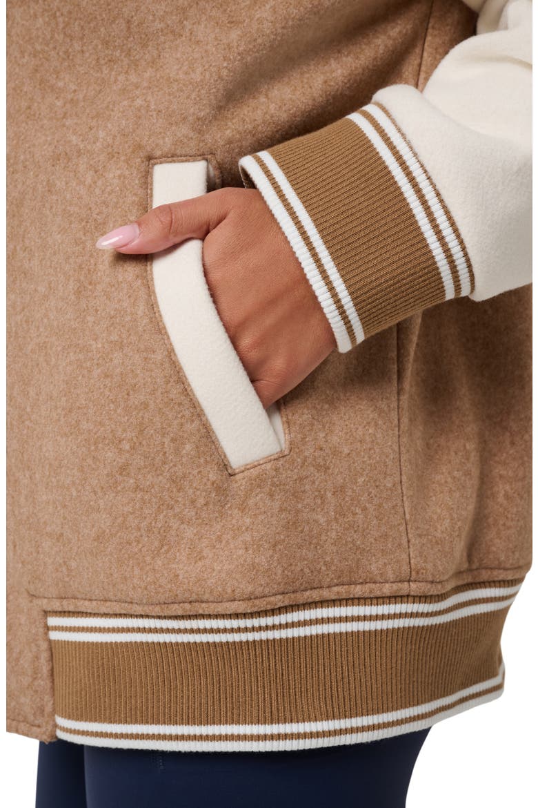 Clubside Varsity Bomber Jacket, Alternate, color, HEATHER CHESTNUT MULTI