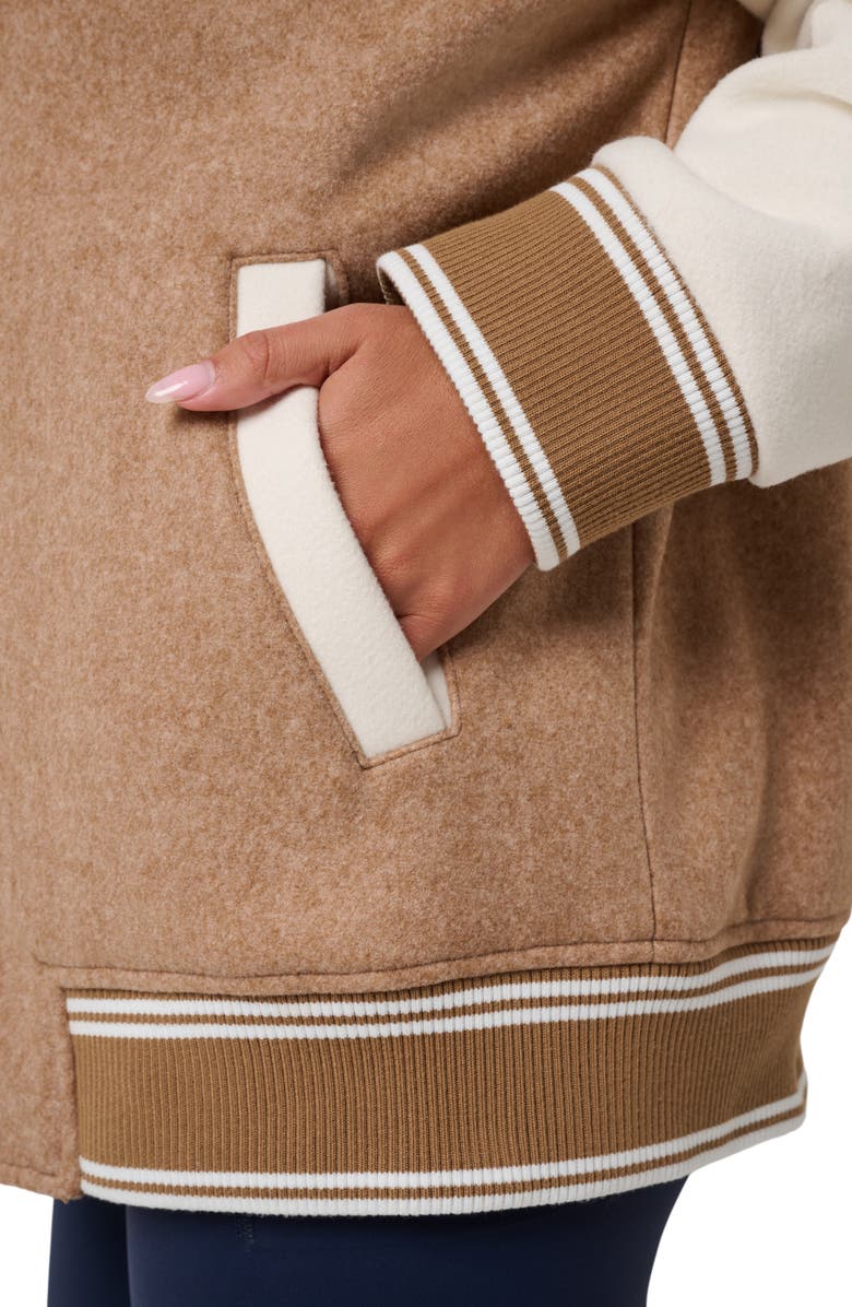 TravisMathew Clubside Varsity Bomber Jacket, Alternate, color, Heather Chestnut Multi