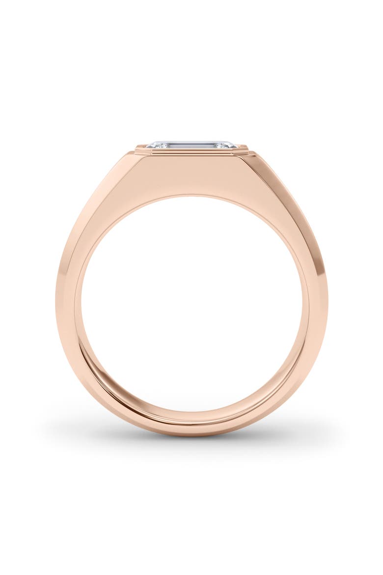Men's Emerald Cut Lab Created Diamond Signet Ring, Alternate, color, 18K ROSE GOLD