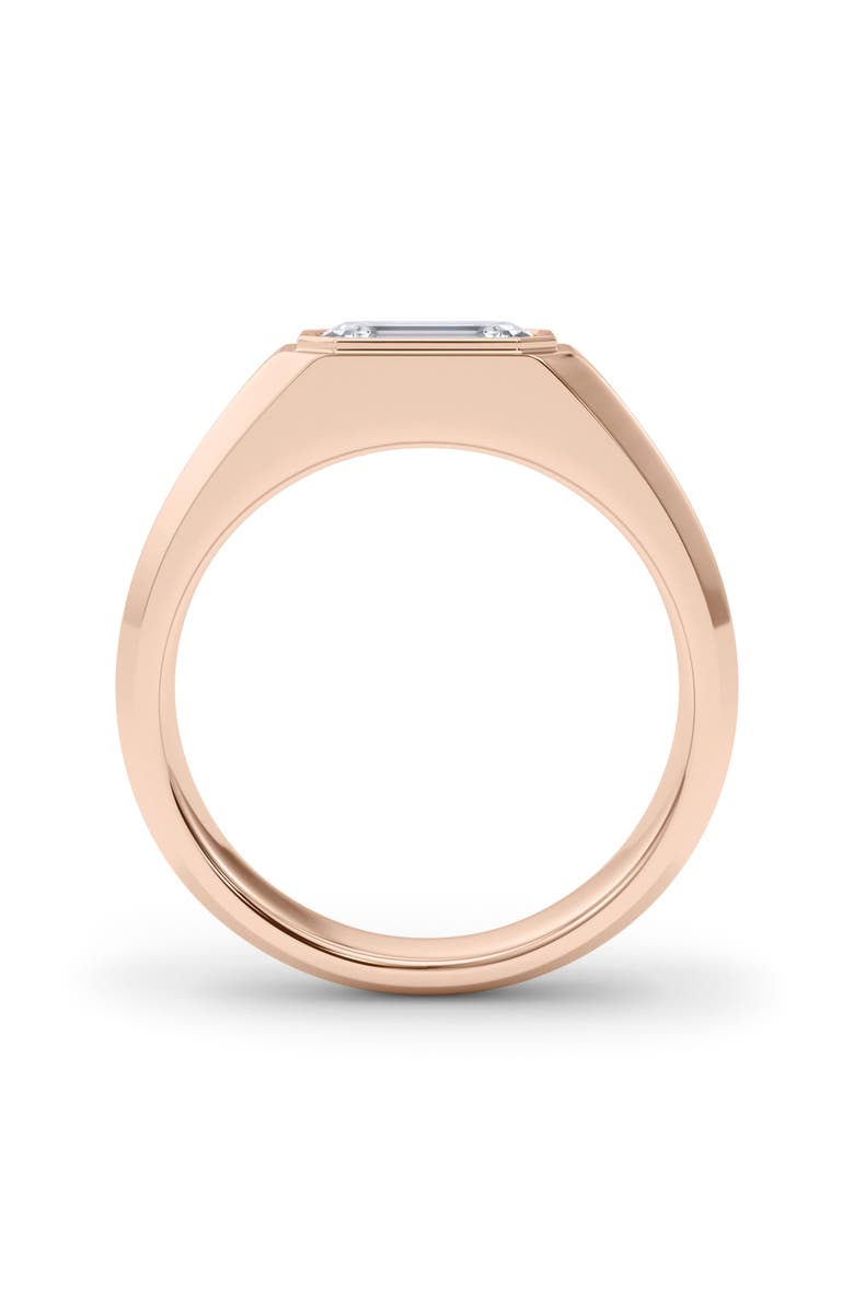HauteCarat Men's Emerald Cut Lab Created Diamond Signet Ring, Alternate, color, 2.00 Ctw 18K Rose Gold