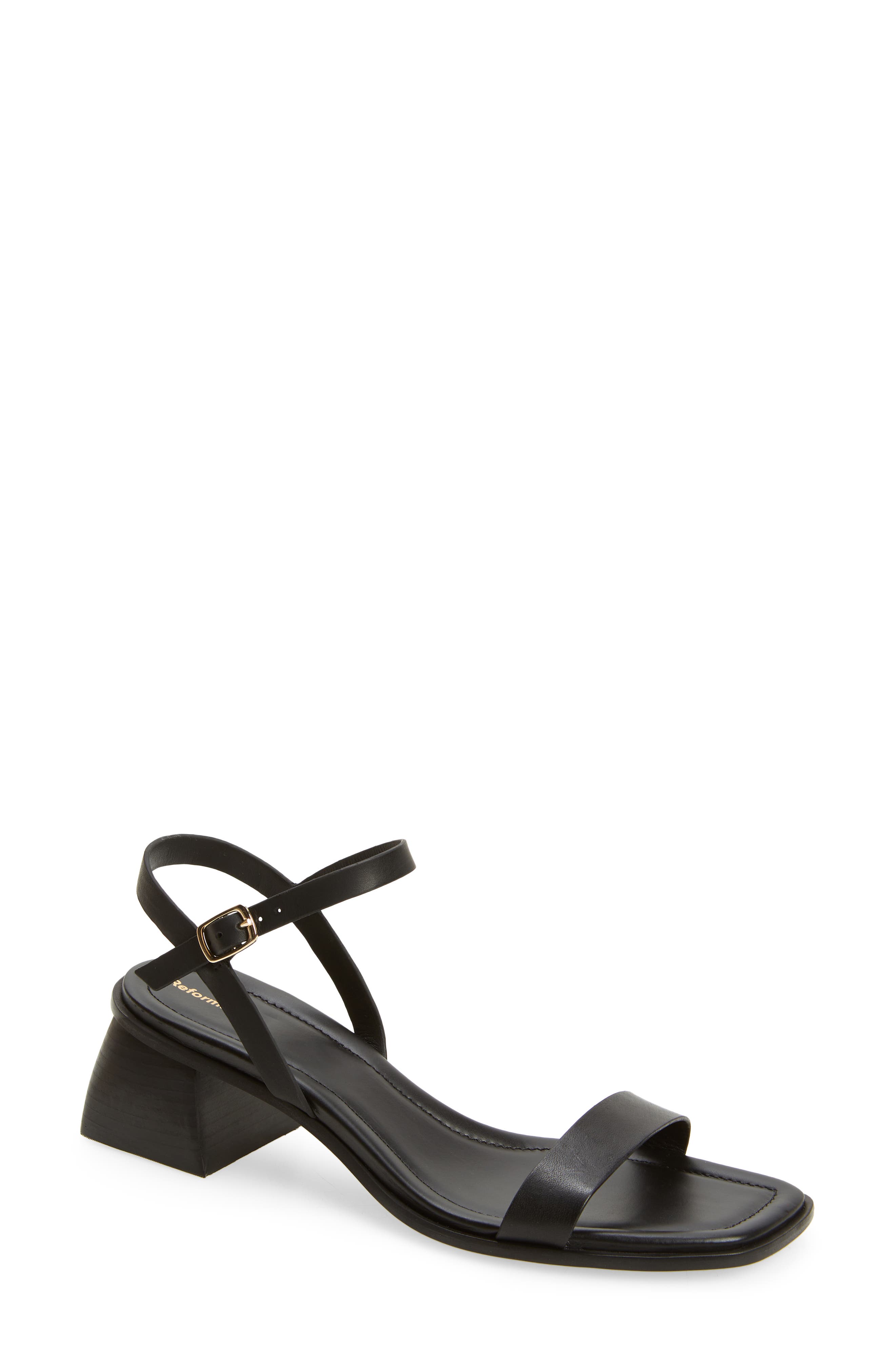 Stephanie Ankle Strap Sandal, Main, color, BLACK LEATHER
