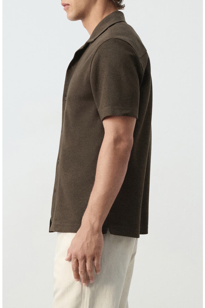 Regular Fit Short Sleeve Textured Button-Up Shirt, Alternate, color, BROWN