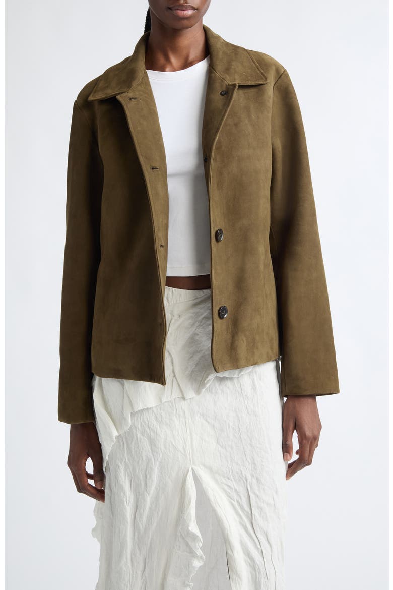 Irine Lambskin Suede Jacket, Main, color, CYPRESS