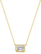 Lafonn Emerald Cut East/West Simulated Diamond Pendant Necklace