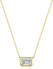 Lafonn Emerald Cut East/West Simulated Diamond Pendant Necklace