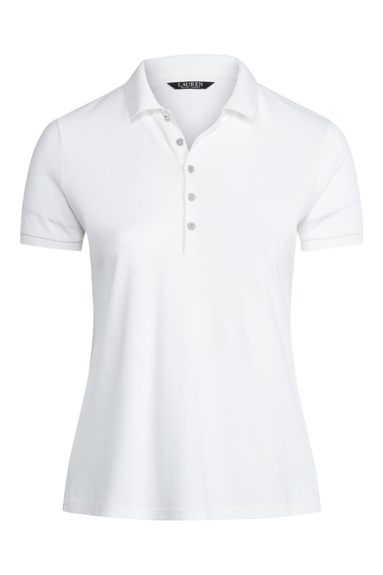 Embroidered Logo Stretch Cotton Piqué Polo Shirt, Alternate, color, WHITE