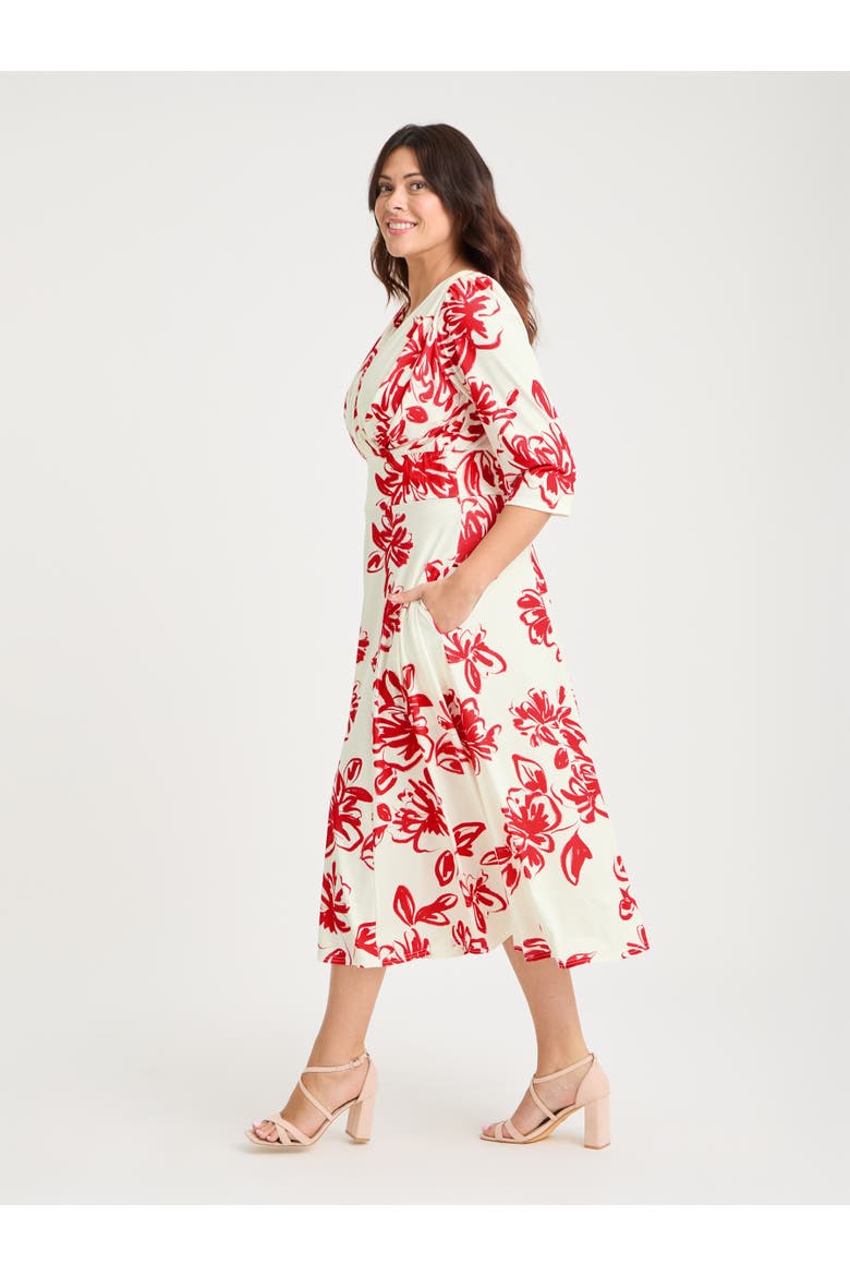 Helena Jersey Midi Dress, Alternate, color, Ivory Red