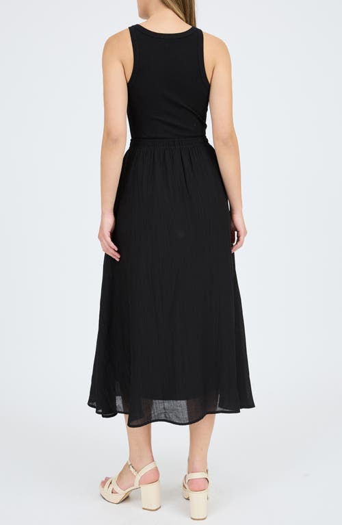 BLU PEPPER BLU PEPPER MIXED MEDIA MIDI DRESS