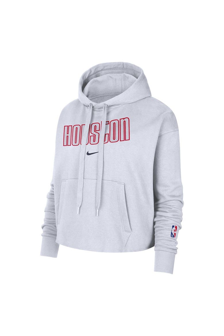 Women's Nike White Houston Rockets 2021/22 City Edition Essential Logo Cropped Pullover Hoodie, Alternate, color, White