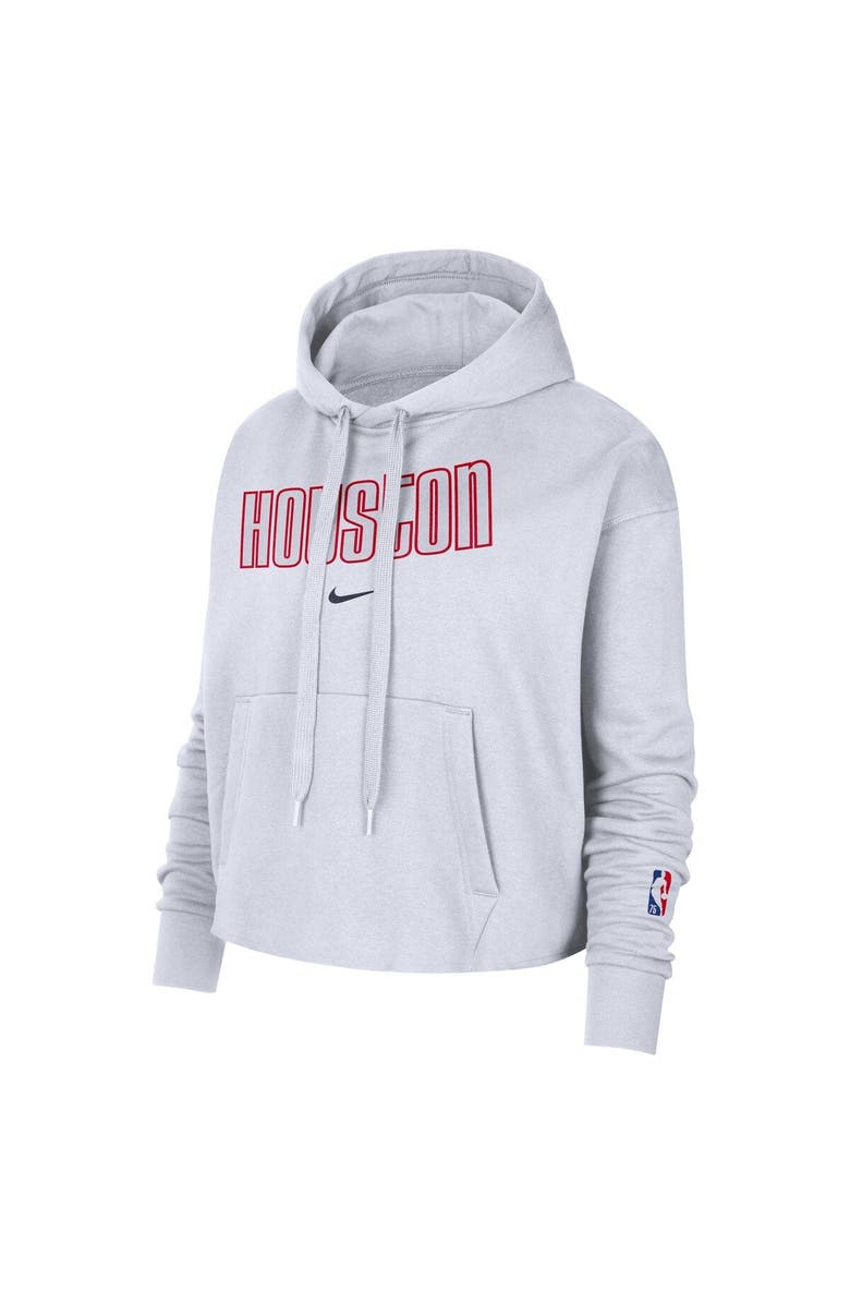 Nike Women's Nike White Houston Rockets 2021/22 City Edition Essential Logo Cropped Pullover Hoodie, Alternate, color,