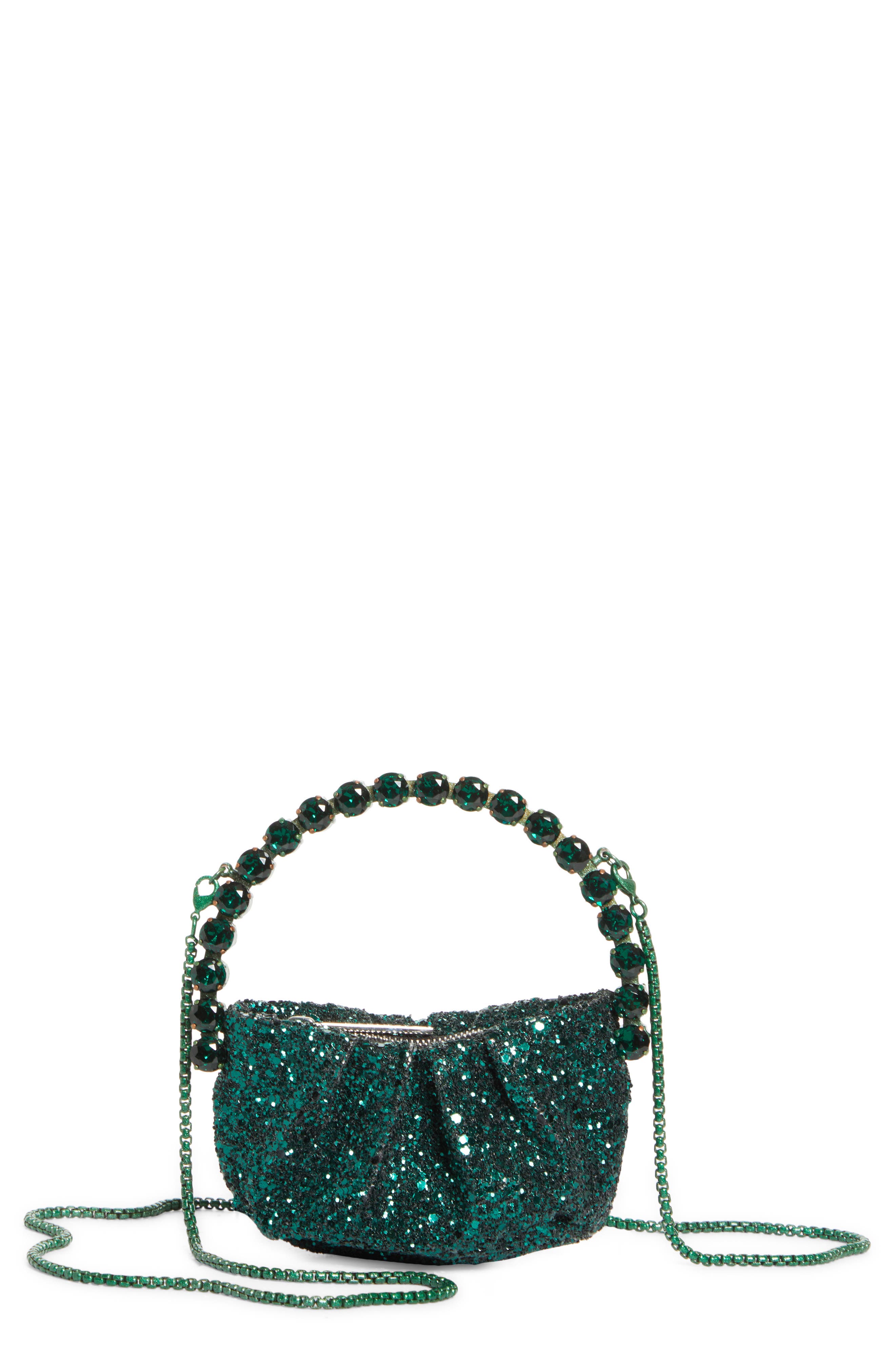 L’alingi Micro Eternity Glitter Satin Crystal Top Handle Bag, Main, color, 
